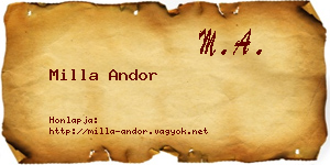 Milla Andor névjegykártya